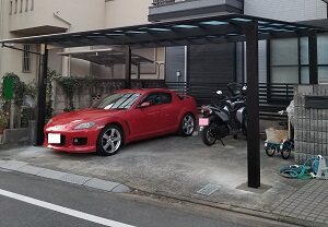 エフルージュツイン 基本セット 51-60H ハイルーフ柱 屋根/熱線遮断ポリカーボネート板 奥行:5052mm×幅:5988mm  有効高:2355mm　柱4本　2台用